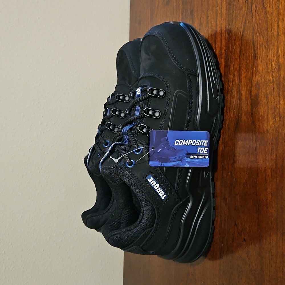 Blue Tongue Torque CT Footwear Work Shoes Composite Toe Leather Mens Sz 8 Black